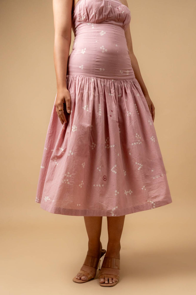 Bellblush bandhani dress by Doodlage in pink color for women Worldwide