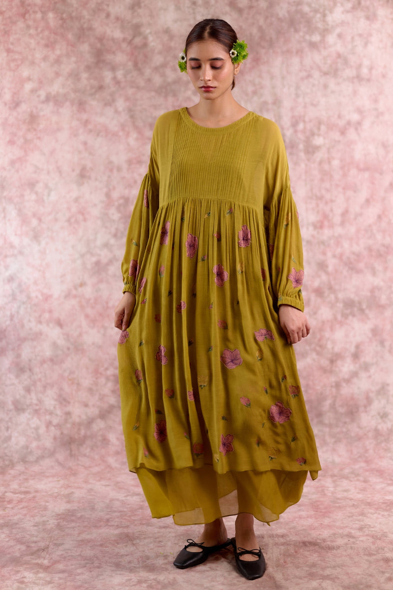Vera Embroidered Dress cotton by Doodlage in green color for women Worldwide
