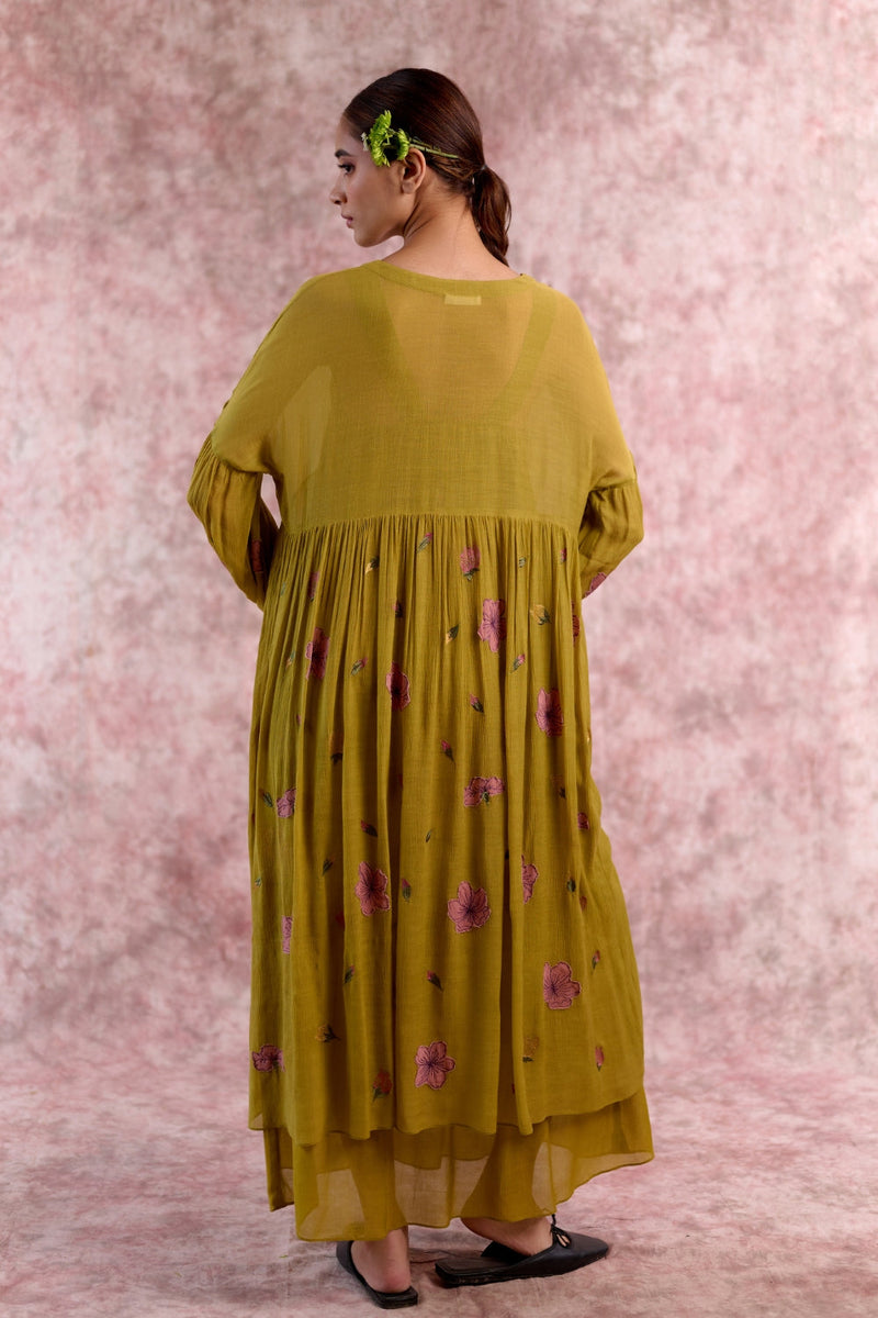 Vera Embroidered Dress cotton by Doodlage in green color for women Worldwide