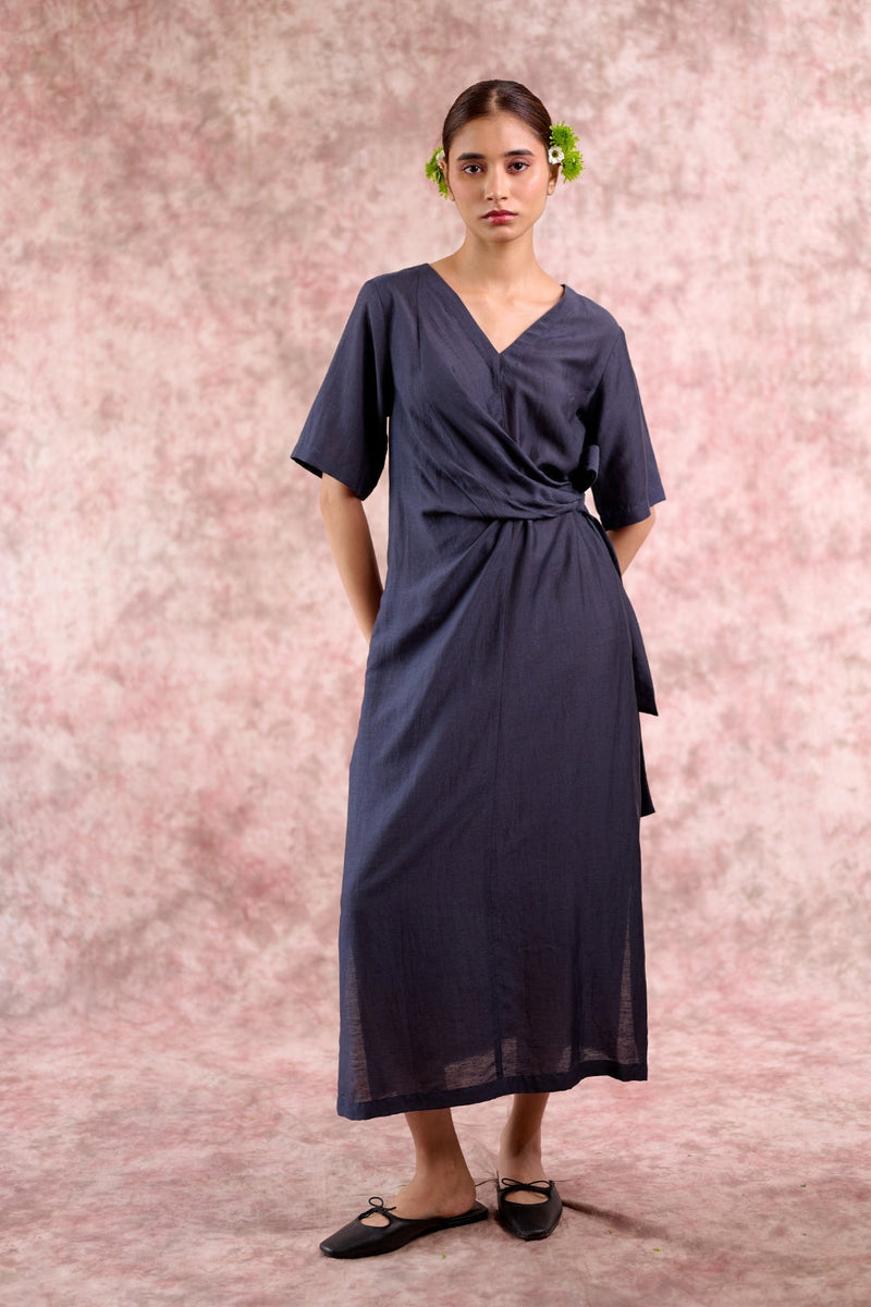 Eden Navy dress georgette by Doodlage in navy color for women Worldwide