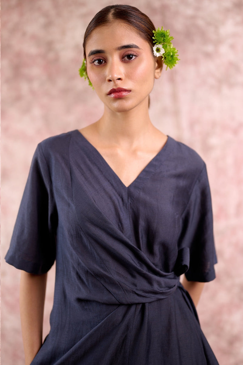 Eden Navy dress georgette by Doodlage in navy color for women Worldwide