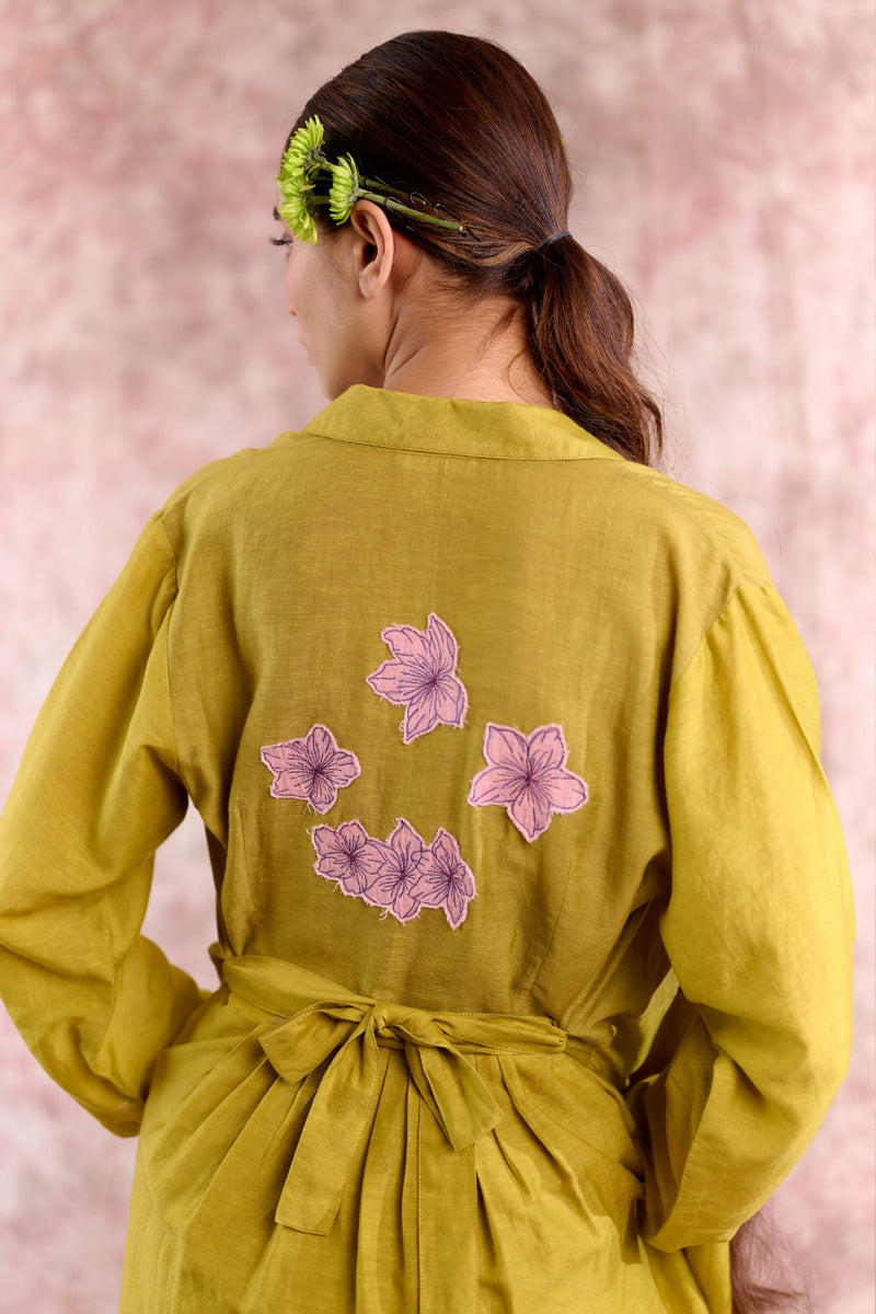Carolle embroidered dress georgette by Doodlage in green color for women Worldwide
