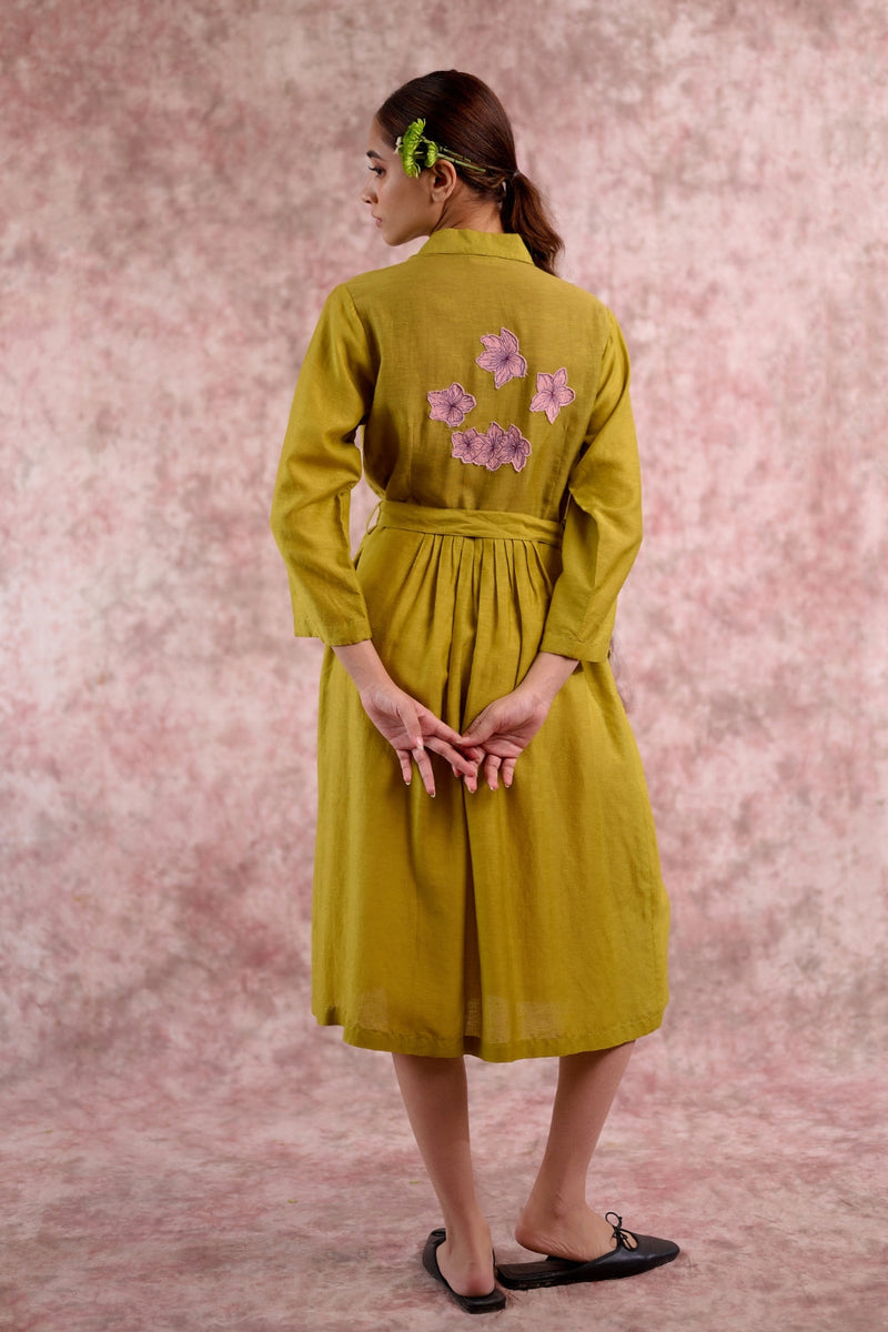 Carolle embroidered dress georgette by Doodlage in green color for women Worldwide
