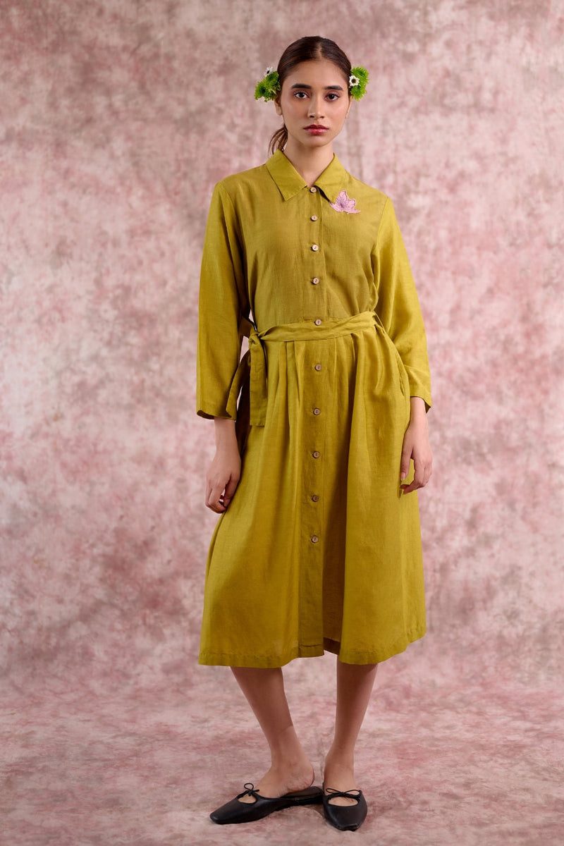 Carolle embroidered dress georgette by Doodlage in green color for women Worldwide