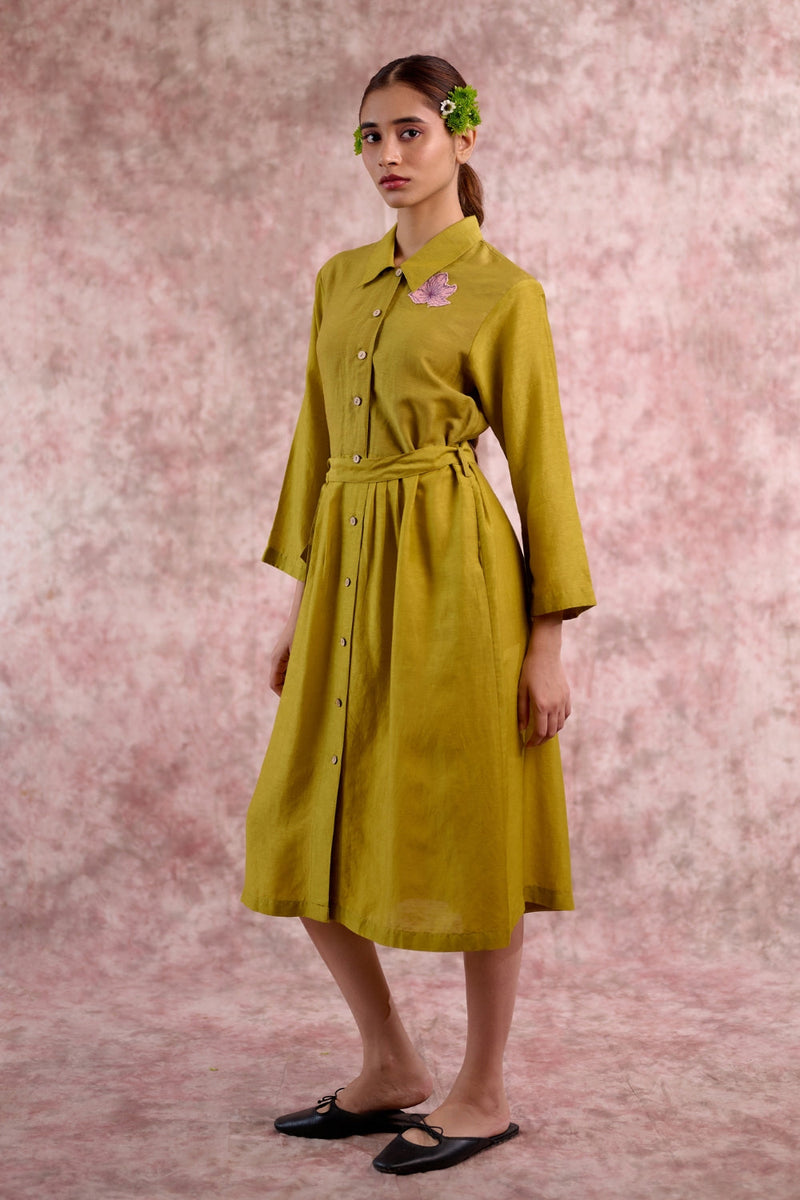 Carolle embroidered dress georgette by Doodlage in green color for women Worldwide