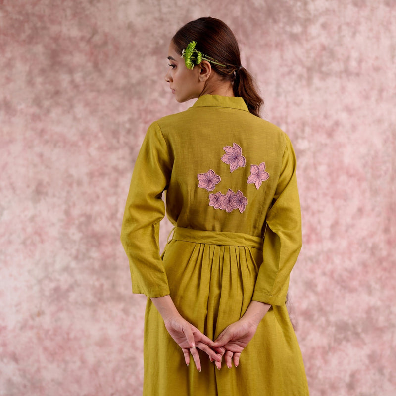Carolle embroidered dress georgette by Doodlage in green color for women Worldwide