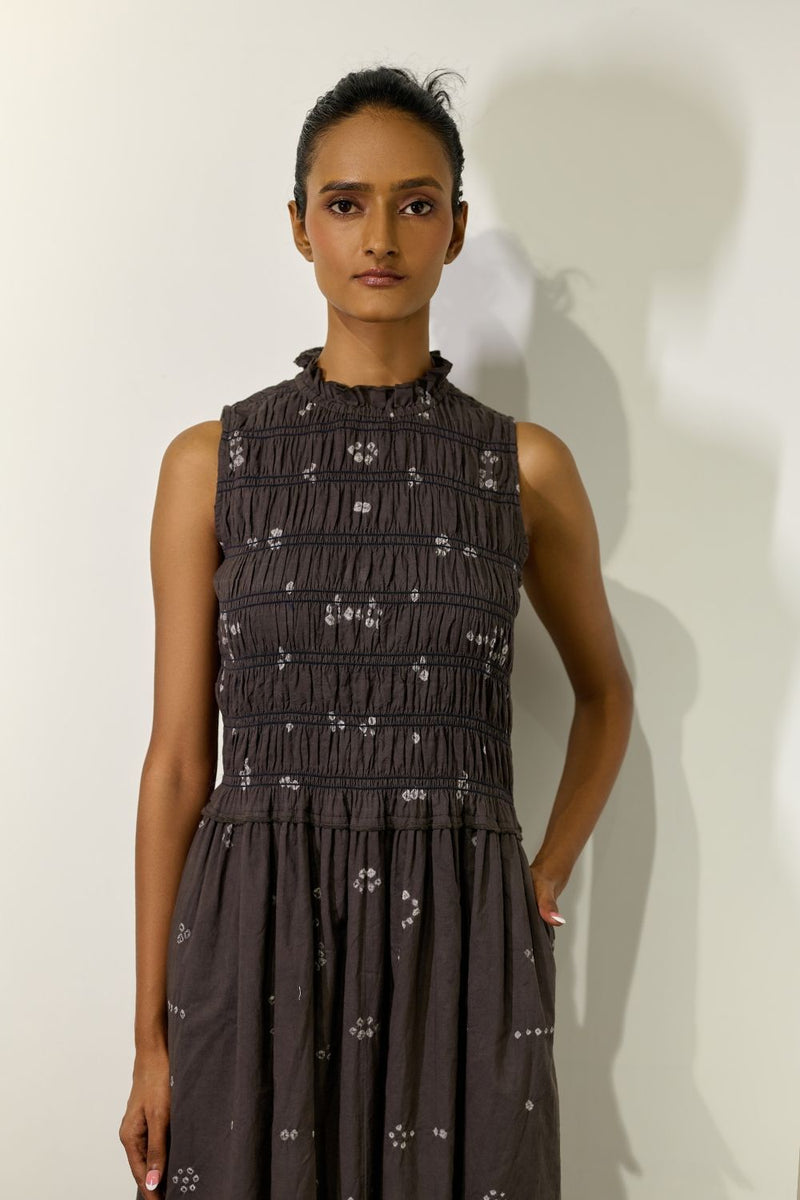MIDSUMMER BANDHANI SMOCKED DRESS cotton by Doodlage for women Worldwide