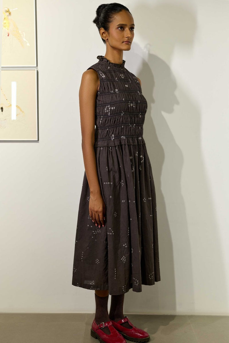 MIDSUMMER BANDHANI SMOCKED DRESS cotton by Doodlage for women Worldwide