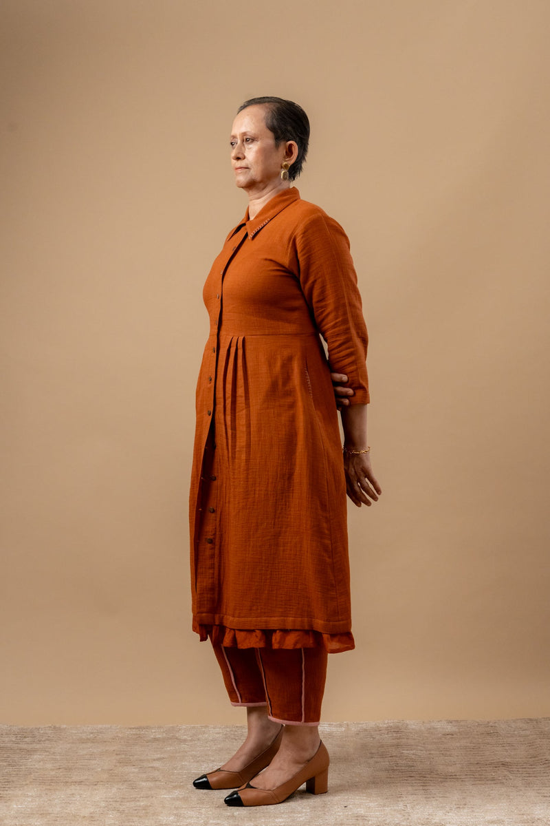 Carolle Pants organic cotton gauge by Doodlage in rust color for women Worldwide