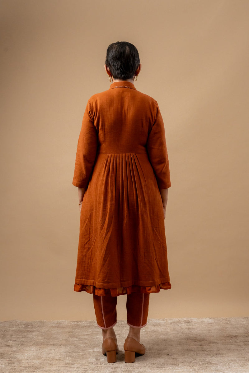 Carolle Pants organic cotton gauge by Doodlage in rust color for women Worldwide
