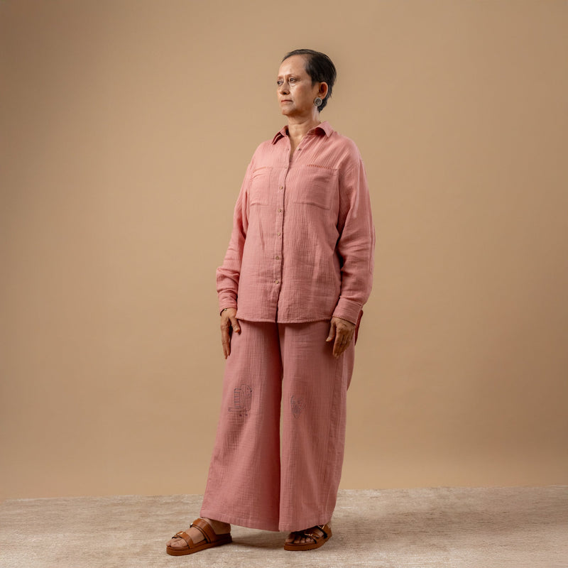 Carmen Pants organic cotton gauge by Doodlage in pink color for women Worldwide
