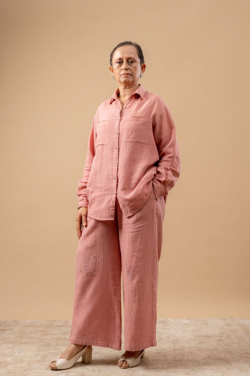 Firefly Flicker Pants organic cotton gauge by Doodlage in beige color for women Worldwide