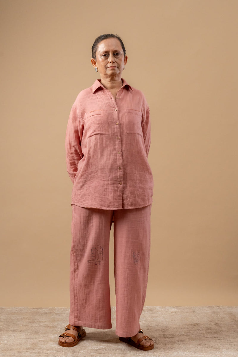 Firefly Flicker Pants organic cotton gauge by Doodlage in beige color for women Worldwide