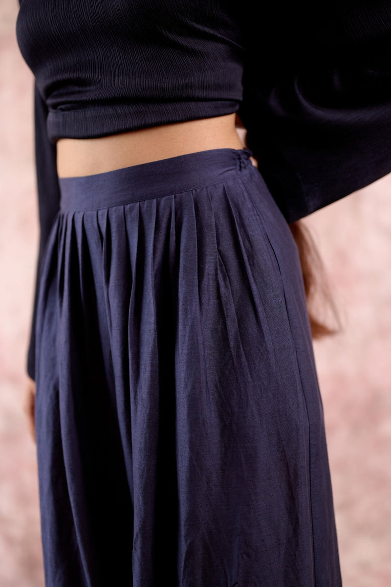 AURORA NAVY PANTS linen by Doodlage in navy color for women Worldwide