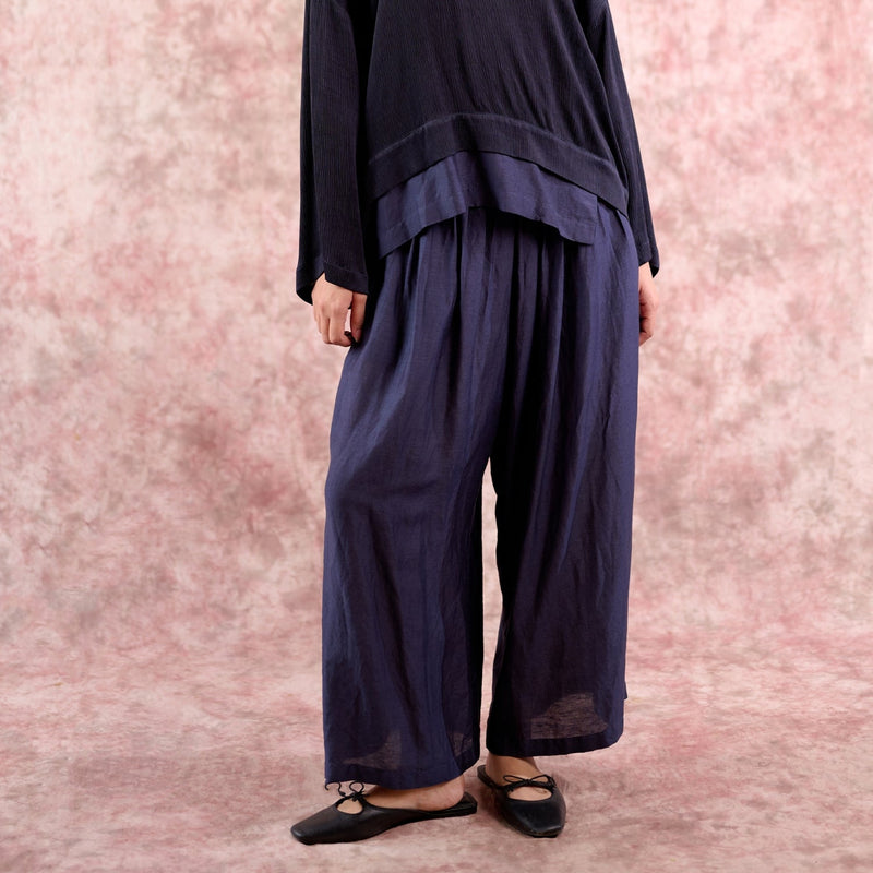 AURORA NAVY PANTS linen by Doodlage in navy color for women Worldwide