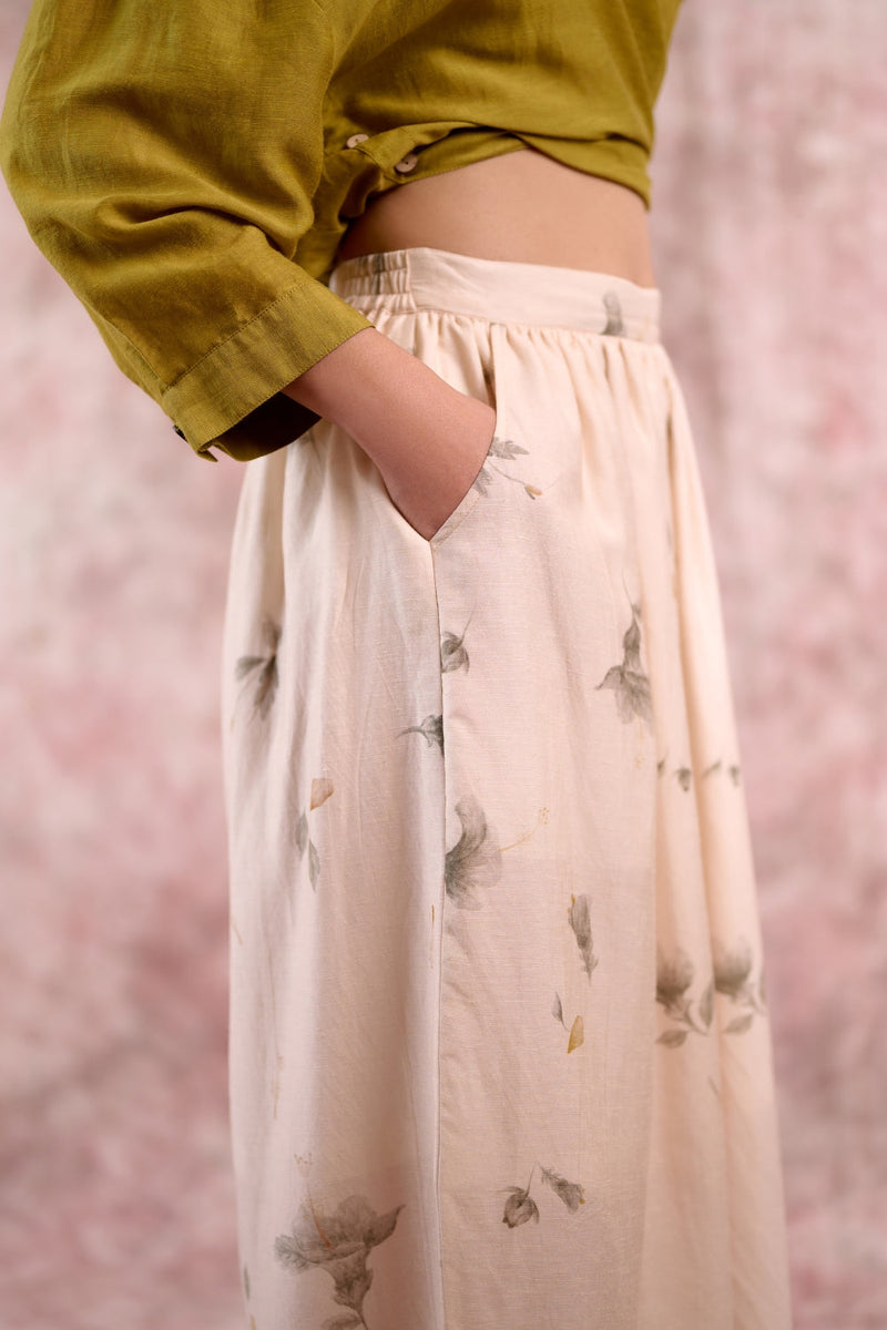 REHNO BEIGE PANTS georgette by Doodlage in beige color for women Worldwide