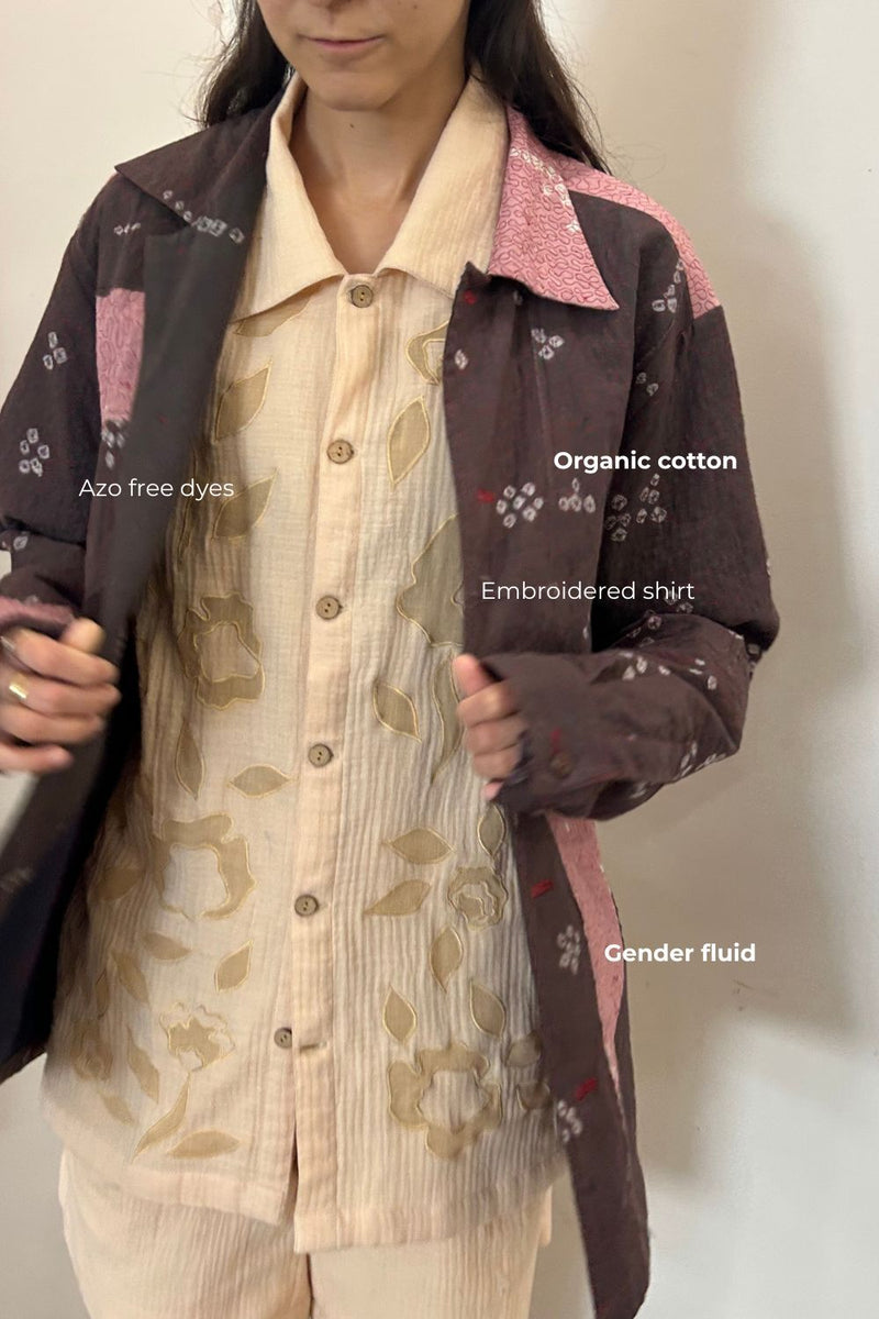 FLORIQUE BEIGE SHIRT organic cotton gauze by Doodlage for women Worldwide