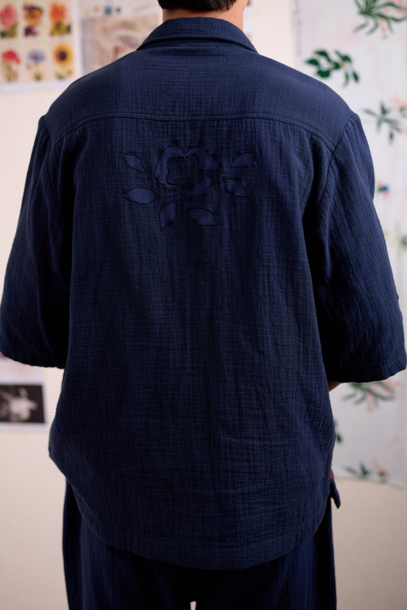 FLORIQUE NAVY SHIRT organic cotton gauze by Doodlage for women Worldwide