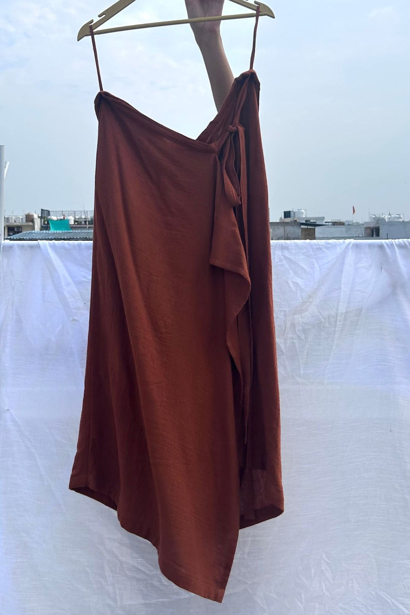 Shirin Organic Cotton Skirt organic cotton gauge by Doodlage in rust color for women Worldwide
