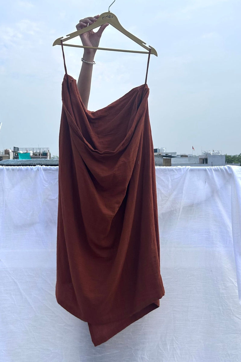 Shirin Organic Cotton Skirt organic cotton gauge by Doodlage in rust color for women Worldwide