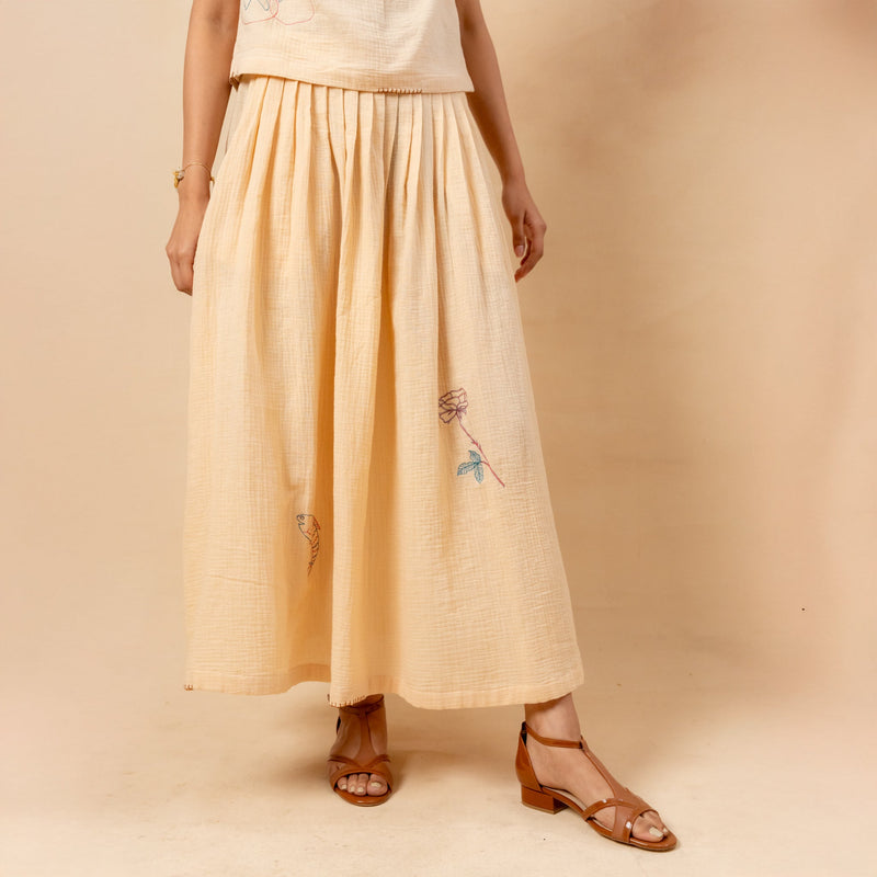 Honey Drop Skirt organic cotton gauge by Doodlage in beige color for women Worldwide