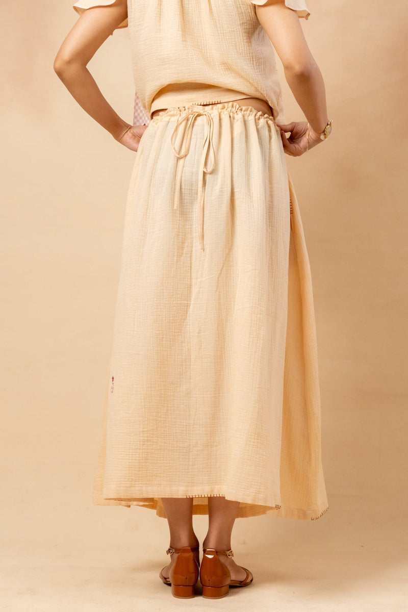 Honey Drop Skirt organic cotton gauge by Doodlage in beige color for women Worldwide