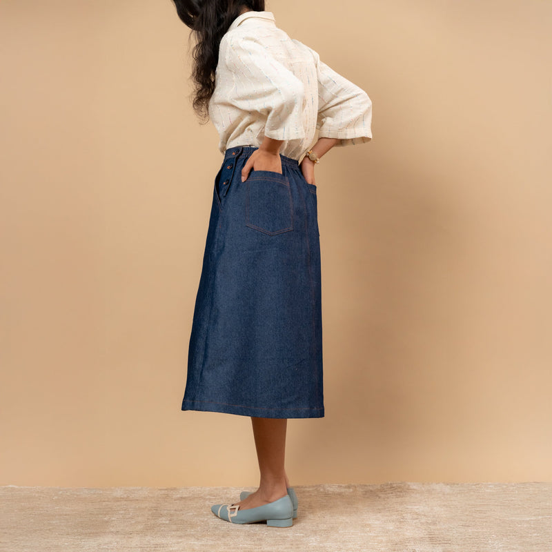 Starglade Denim Skirt by Doodlage in blue color for women Worldwide
