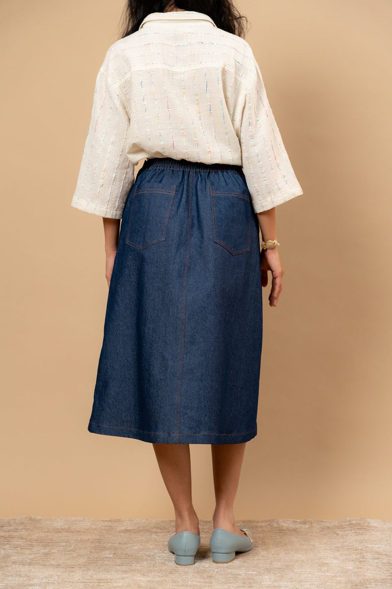 Starglade Denim Skirt by Doodlage in blue color for women Worldwide