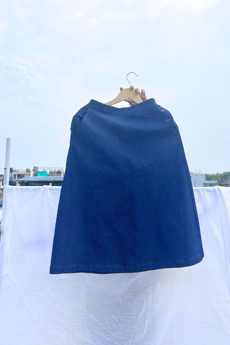 Starglade Denim Skirt by Doodlage in blue color for women Worldwide