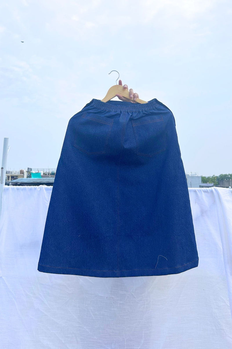 Starglade Denim Skirt by Doodlage in blue color for women Worldwide