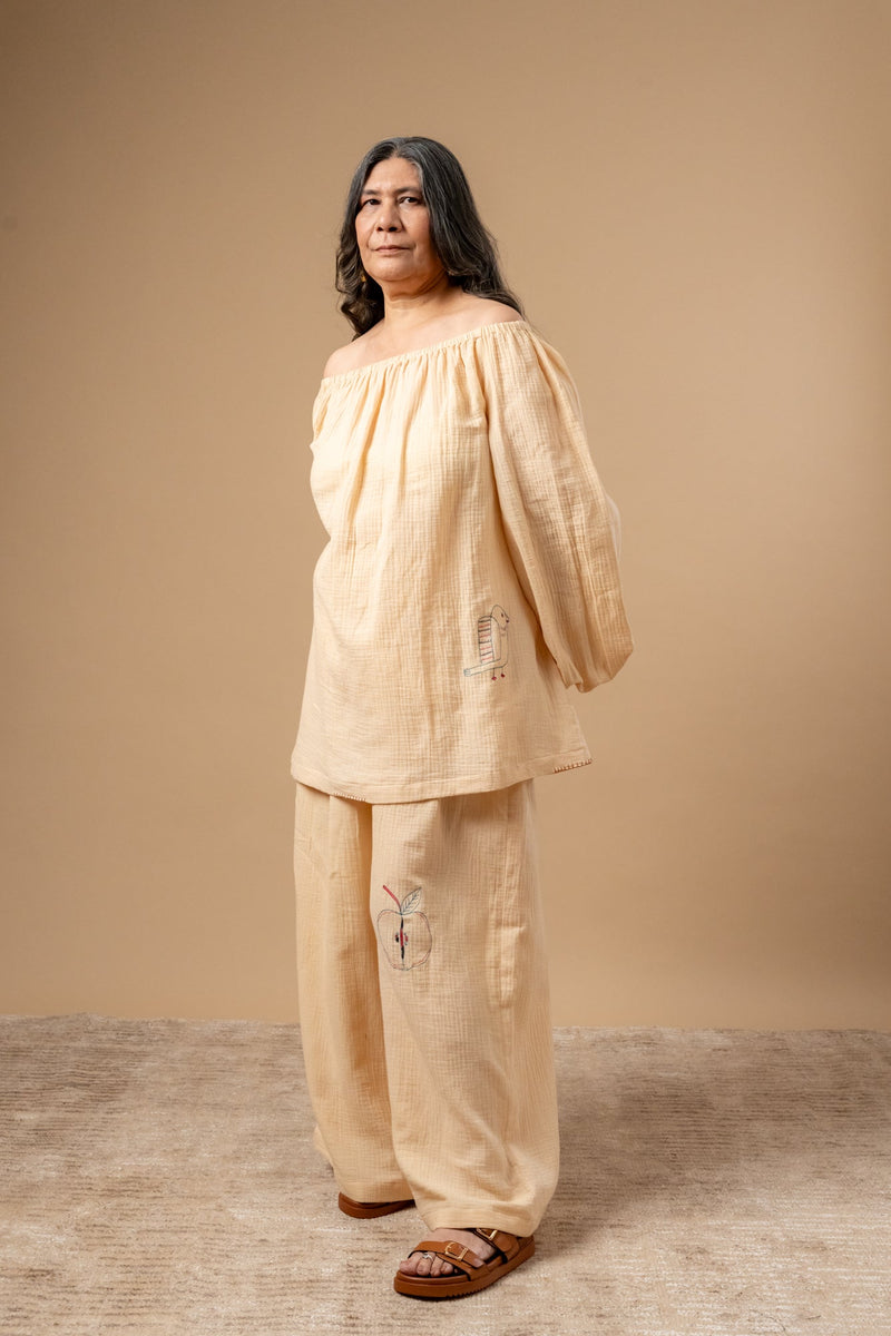 Firefly Flicker Set organic cotton gauge by Doodlage in beige color for women Worldwide