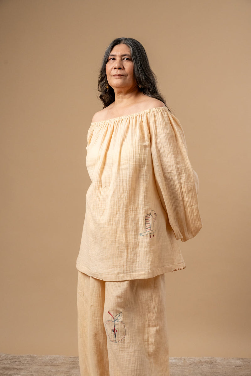 Firefly Flicker Set organic cotton gauge by Doodlage in beige color for women Worldwide
