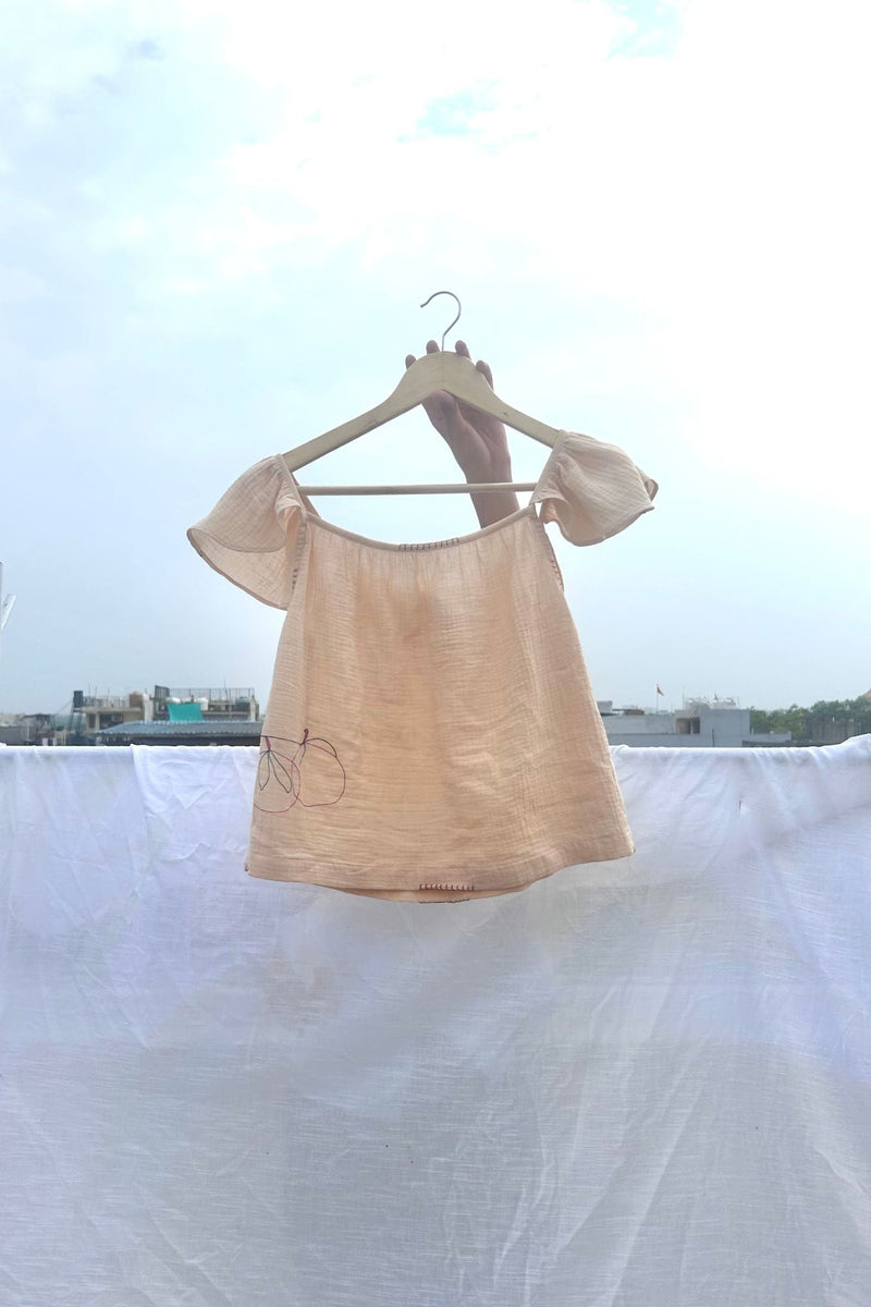 Honey Drop Set organic cotton gauge by Doodlage in beige color for women Worldwide