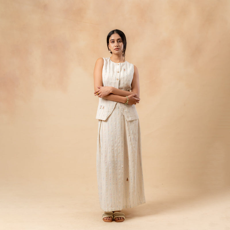 Margret Upcycled Cotton Skirt by Doodlage in beige color for women Worldwide