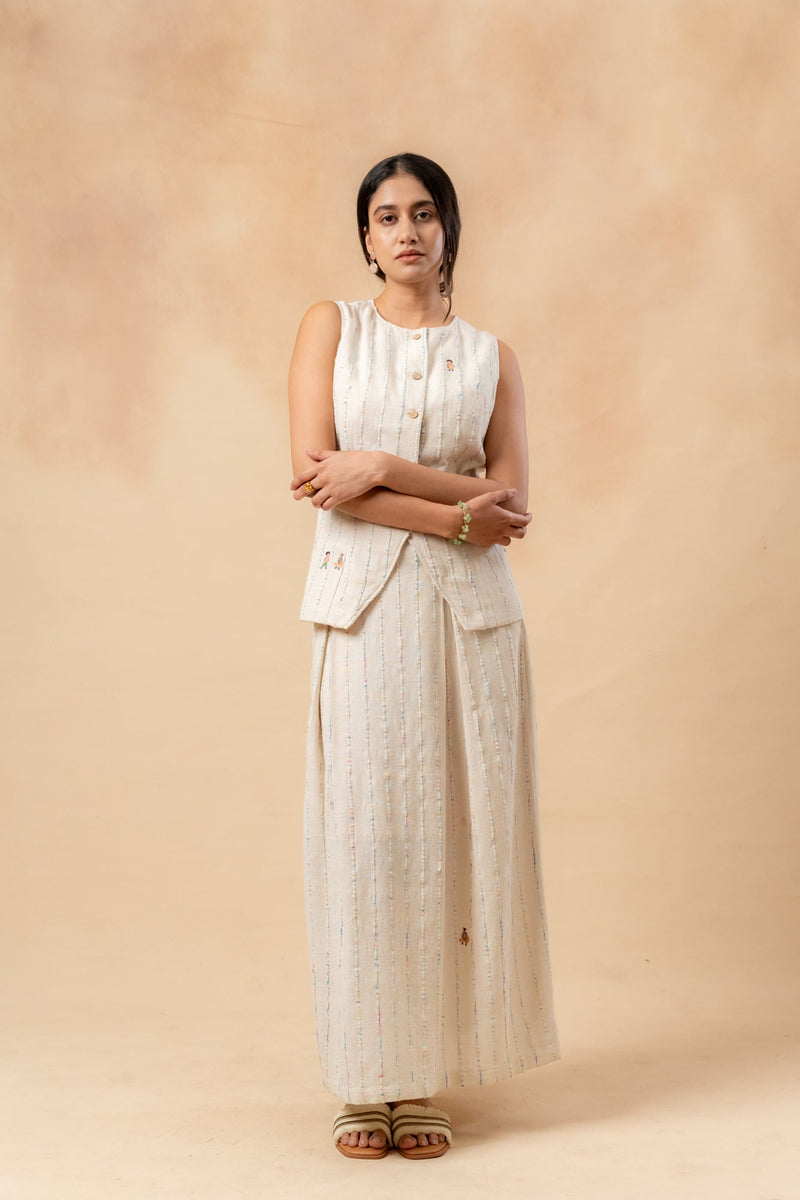 Margret Upcycled Cotton Skirt by Doodlage in beige color for women Worldwide