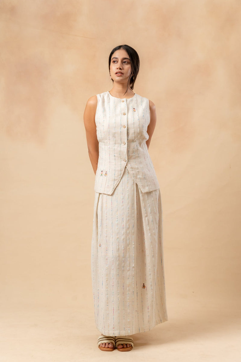 Margret Upcycled Cotton Skirt by Doodlage in beige color for women Worldwide