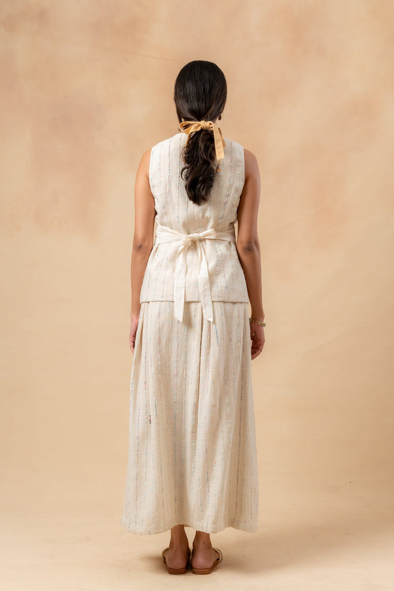 Margret Upcycled Cotton Skirt by Doodlage in beige color for women Worldwide