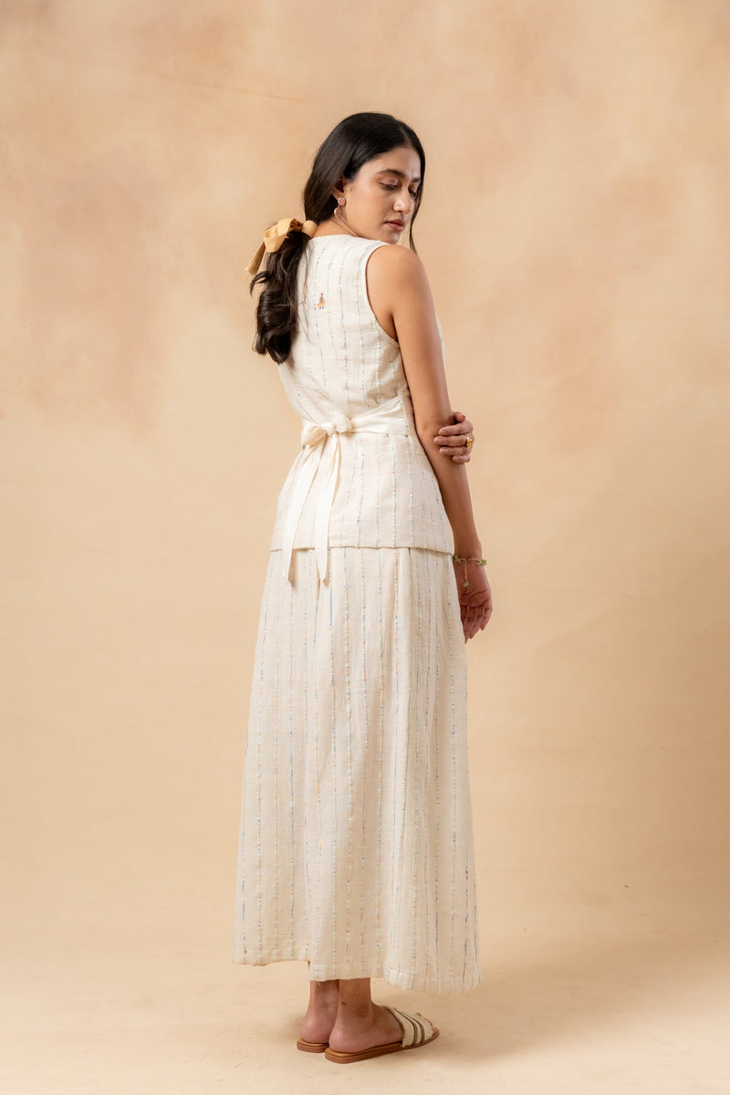 Margret Upcycled Cotton Skirt by Doodlage in beige color for women Worldwide