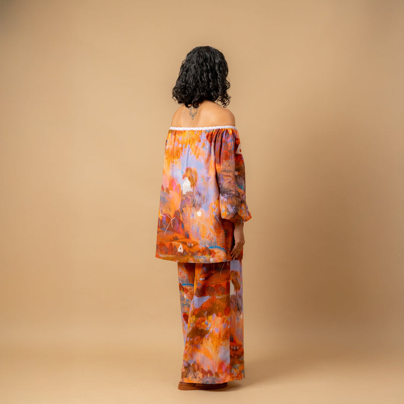 Firefly flicker printed set organic cotton gauge by Doodlage in multi color for women Worldwide