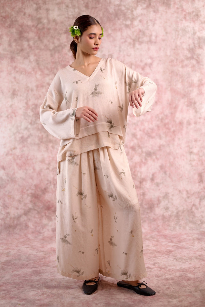 SAVANNA PRINTED SET georgette by Doodlage in beige color for women Worldwide
