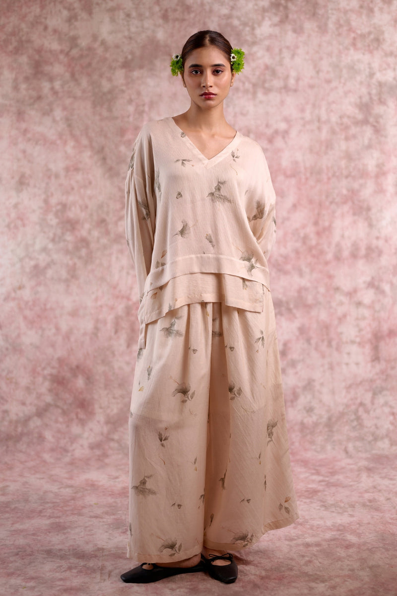 SAVANNA PRINTED SET georgette by Doodlage in beige color for women Worldwide