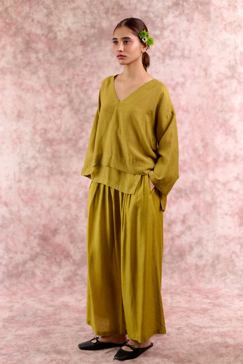 SAVANNA GREEN SET linen by Doodlage in green color for women Worldwide