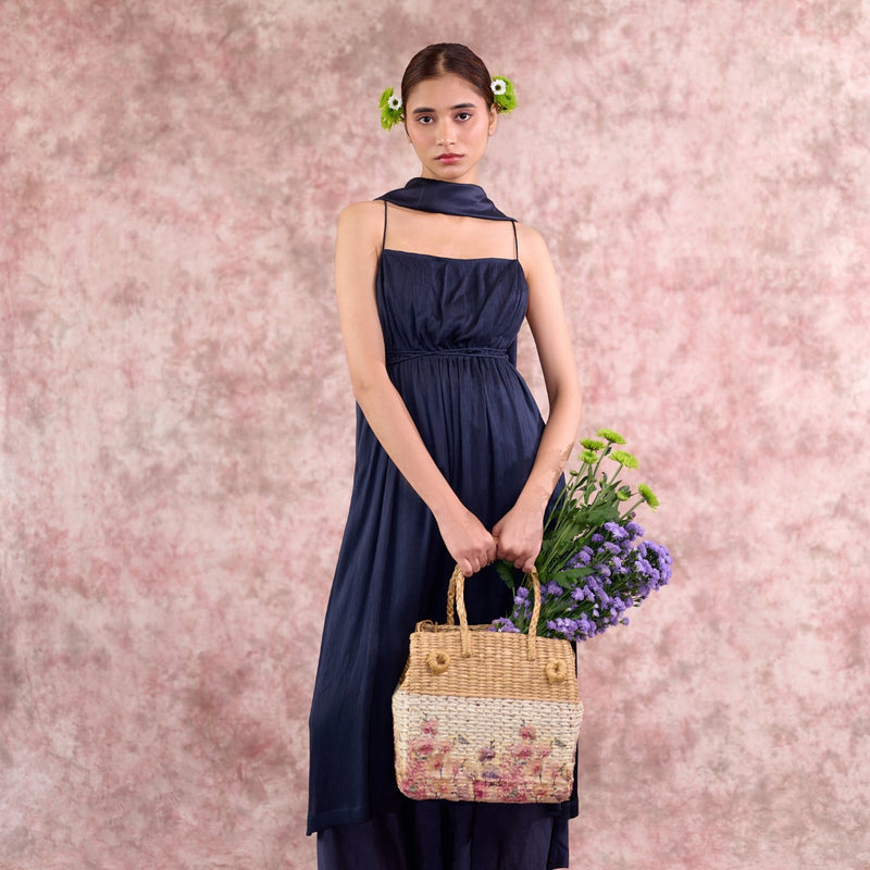 NINA NAVY SET bemberg muga silk by Doodlage in navy color for women Worldwide