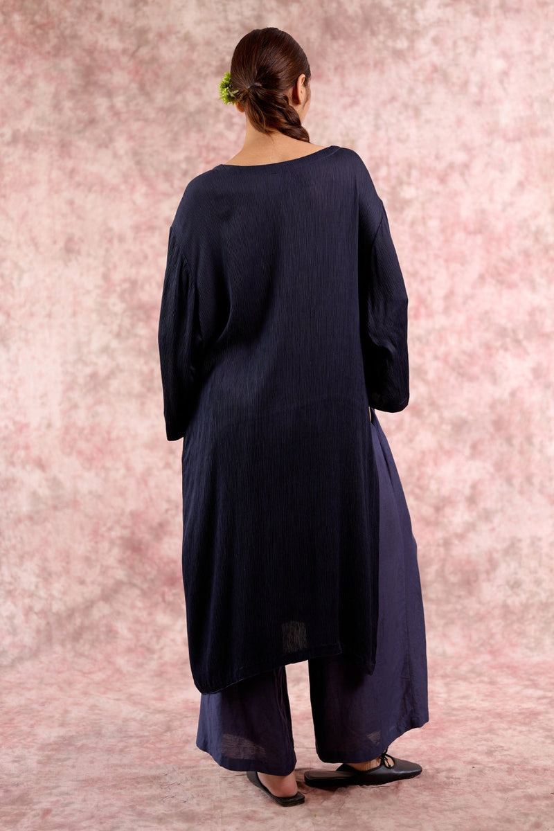 Frida Navy tunic bemberg muga silk by Doodlage in navy color for women Worldwide