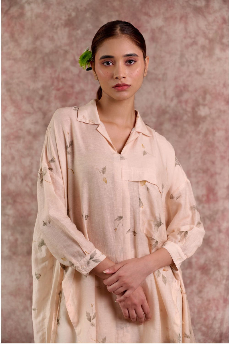 BLAKE PRINTED TUNIC linen by Doodlage in beige color for women Worldwide
