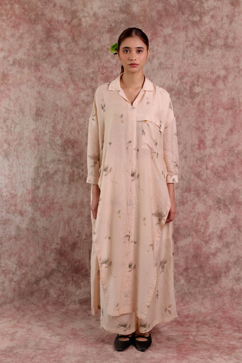 BLAKE PRINTED TUNIC linen by Doodlage in beige color for women Worldwide
