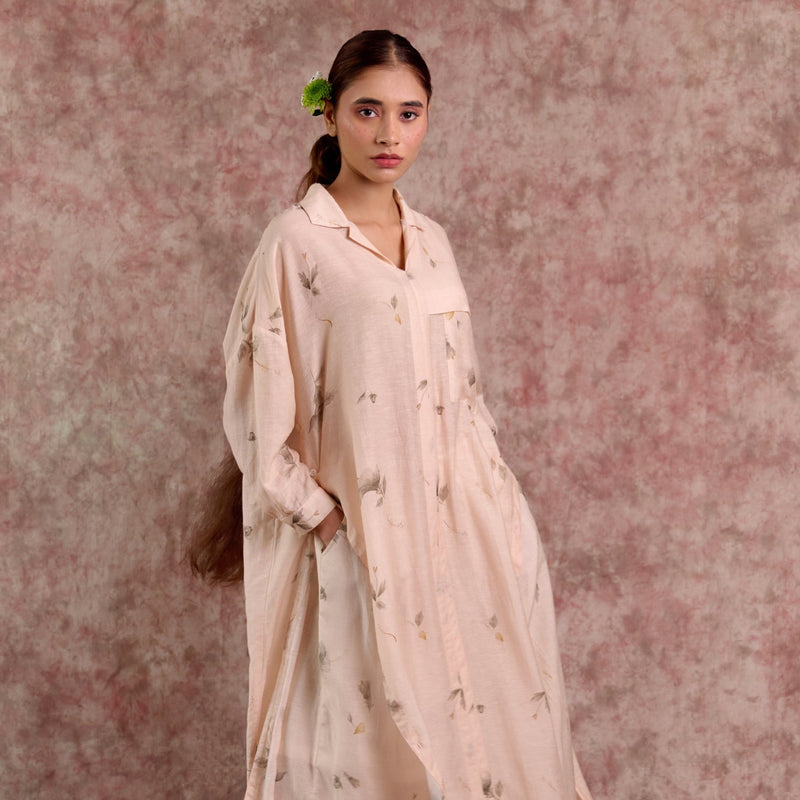 BLAKE PRINTED TUNIC linen by Doodlage in beige color for women Worldwide
