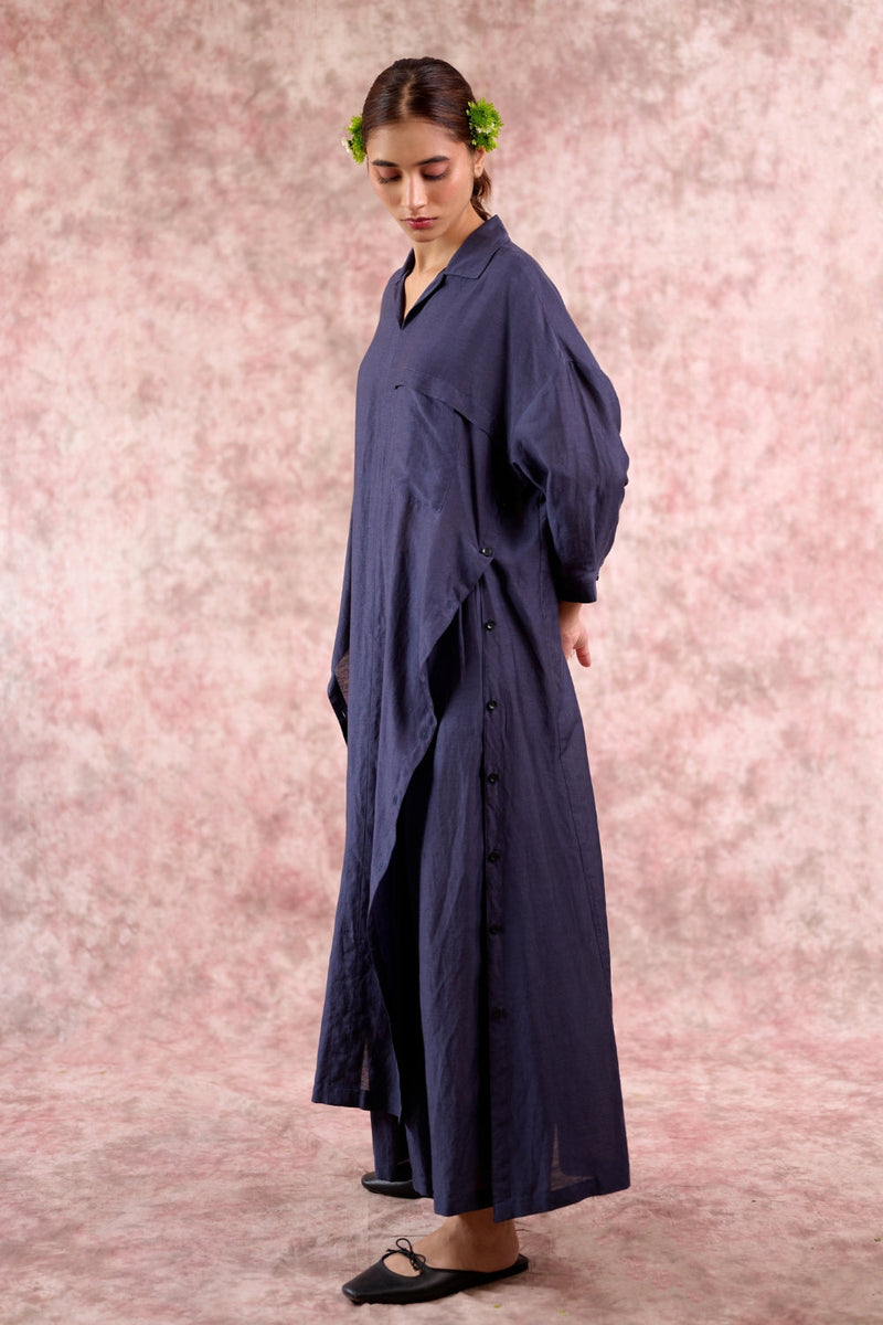 BLAKE NAVY TUNIC linen by Doodlage in navy color for women Worldwide