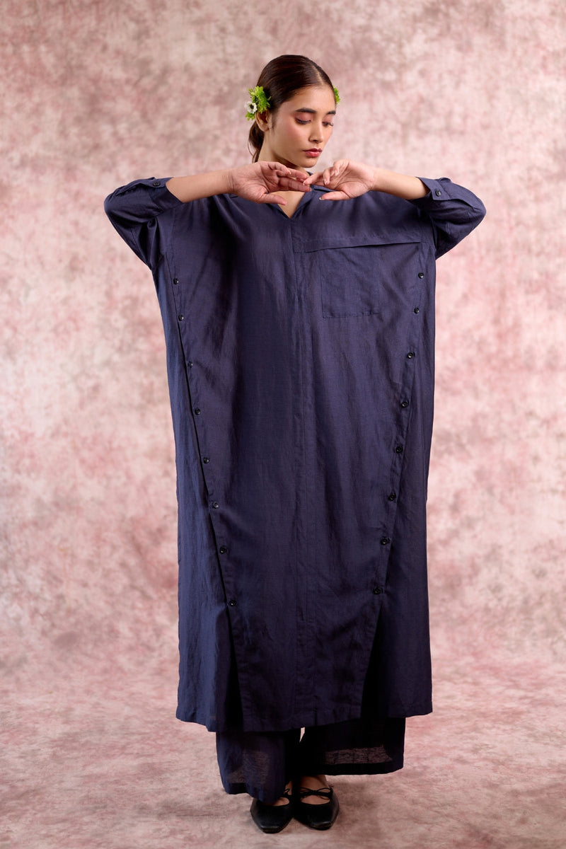BLAKE NAVY TUNIC linen by Doodlage in navy color for women Worldwide