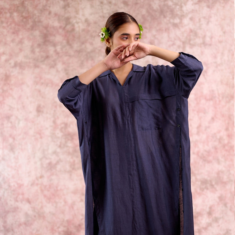 BLAKE NAVY TUNIC linen by Doodlage in navy color for women Worldwide